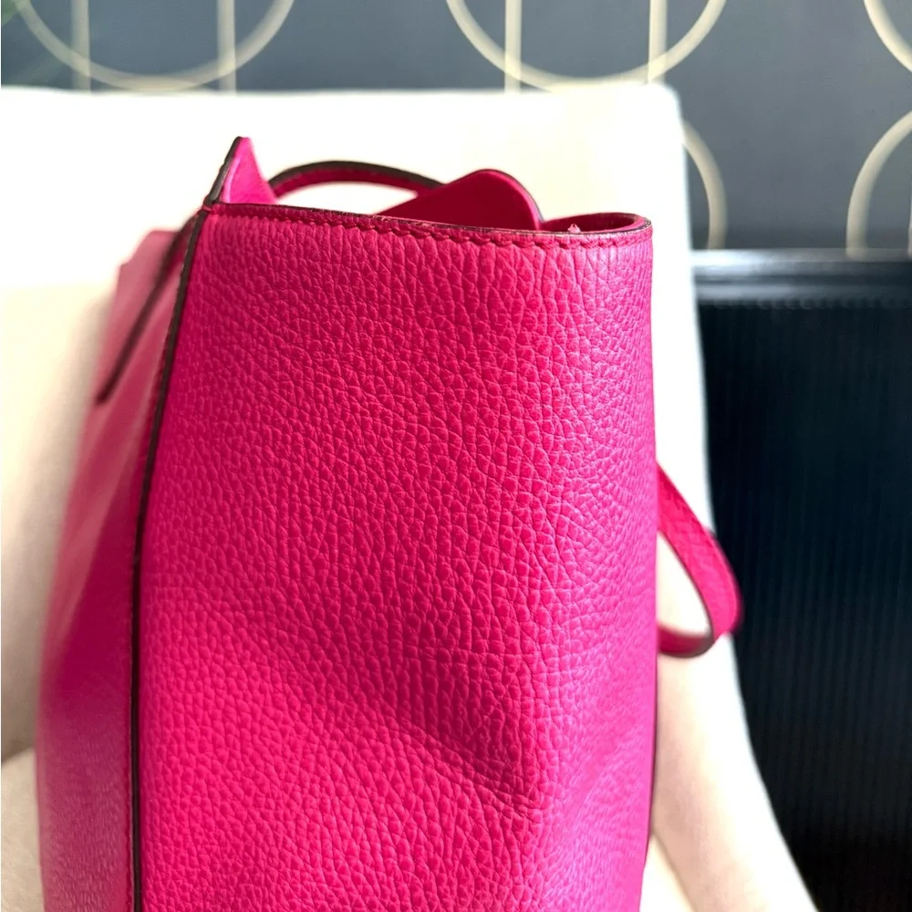 Gucci authentic pink leather large Swing tote bag beige lining